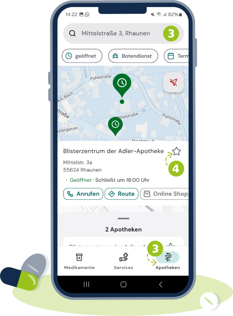 Abbildung eines Smartphone mit der geöffneten App